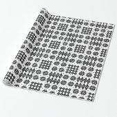 Giftwrap: Welsh Tapestry Pattern, Black and White Cadeaupapier (Uitgerold)
