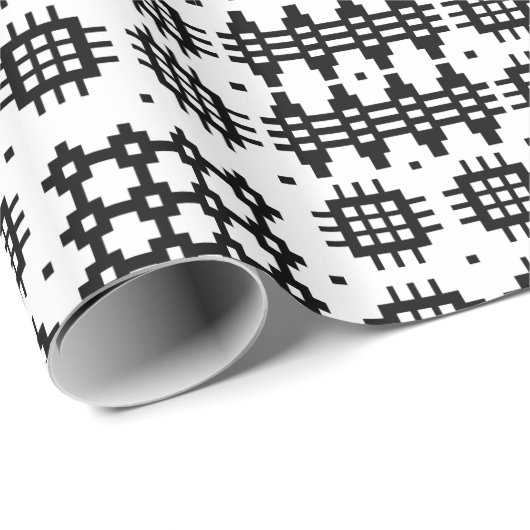 Giftwrap: Welsh Tapestry Pattern, Black and White Cadeaupapier (Rol Hoek)