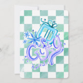 Gifty Time Blue Purple Checkerboard Christmas Feestdagenkaart (Voorkant)