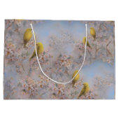 Giftzak met gele vogels groot cadeauzakje (Achterkant)