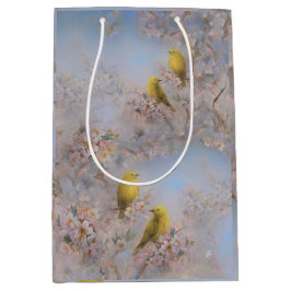 Giftzak met gele vogels - medium cadeauzakje