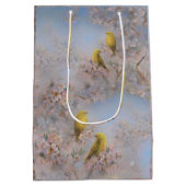 Giftzak met gele vogels - medium cadeauzakje (Achterkant)