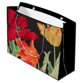 GIFTZAK ZWART MET JAPANSE KLAPROZEN GROOT CADEAUZAKJE (Achterkant Gekanteld)