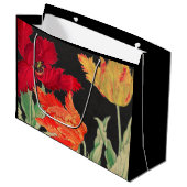 GIFTZAK ZWART MET JAPANSE KLAPROZEN GROOT CADEAUZAKJE (Voorkant Gekanteld)