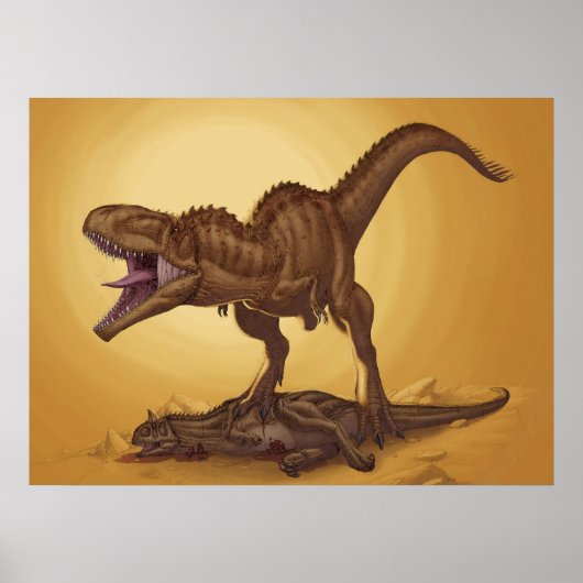 Giganotosaurus carolinii en Carnotaurus Poster (Voorkant)