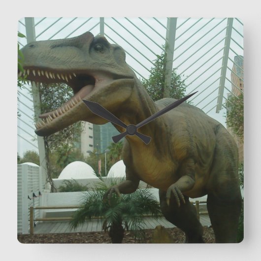 Giganotosaurus Dinosaur Wall Clock Vierkante Klok (Voorkant)