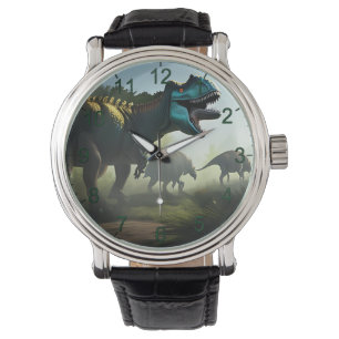 Giganotosaurus Dinosaurus Prowling, Mannen wacht Horloge