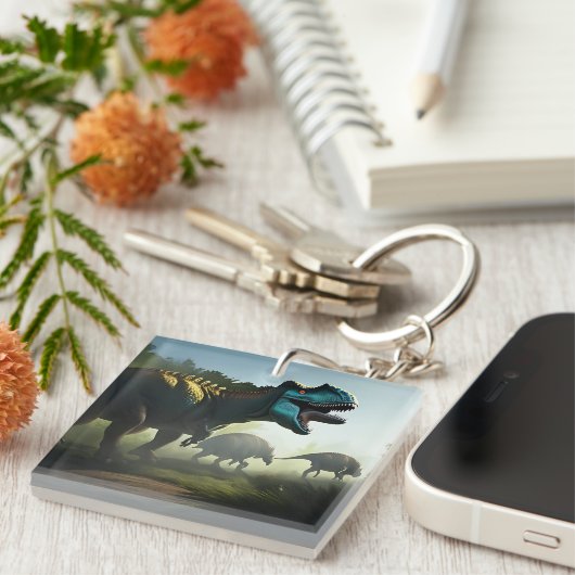 Giganotosaurus Dinosaurus Prowling, sleutelring Sleutelhanger (Voorkant Rechts)