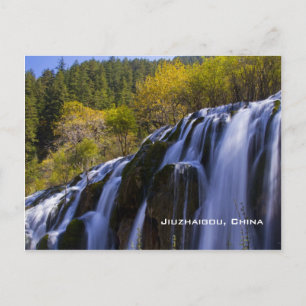 Gigantic Waterfall in a China Jiuzhaigou Briefkaart