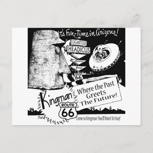 Giganticus Headicus Route 66 Alien UFO Briefkaart (Voorkant)