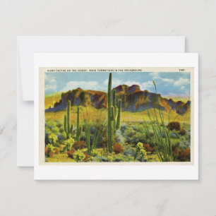 Gigantische Cactus in het woestijnlandschap van he Feestdagenkaart