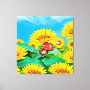 Gigantische canvas slaperig lieveheersbeestje met afdruk