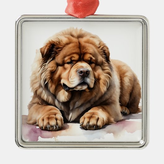GIGANTISCHE FLUFFY TIBETAANSE MASTIFF HOND METALEN ORNAMENT (Voorkant)