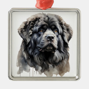 GIGANTISCHE FLUFFY TIBETAANSE MASTIFF HOND METALEN ORNAMENT