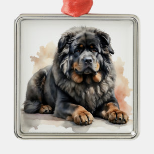 GIGANTISCHE FLUFFY TIBETAANSE MASTIFF HOND METALEN ORNAMENT