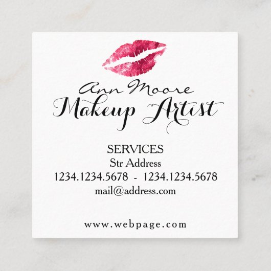 Gigantische grote kus lippen stijlvolle glans cove vierkante visitekaartje (Achterkant)