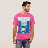 Gigantische ijsberg achtervolgt een klein schip t-shirt (Voorkant volledig)