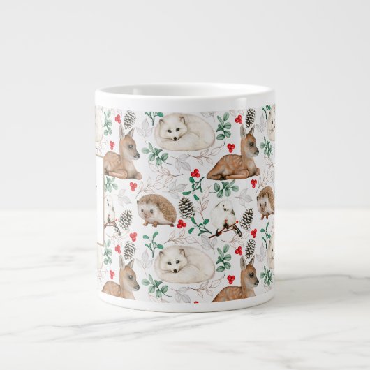 Gigantische Mok, bosdieren met monogram Grote Koffiekop (Voorkant)
