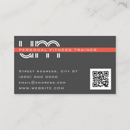 Gigantische retro initialen minimalistisch visitekaartje (Achterkant)