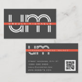 Gigantische retro initialen minimalistisch visitekaartje (Voorkant / Achterkant)