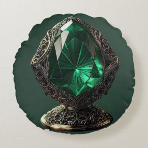 Gigantische smaragd in sterling zilveren sokkel rond kussen