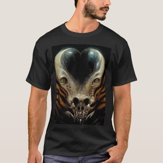 Giger Tiger Demon - Horror Macabre Dark Fantasy Ar T-shirt (Voorkant)