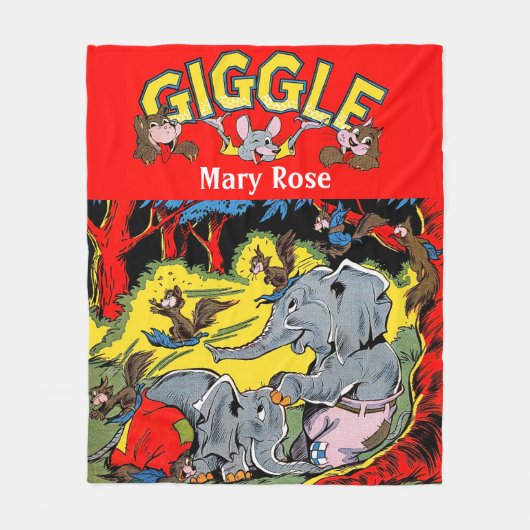 Giggle Animal Elephant Comics Fleece Deken (Voorkant)
