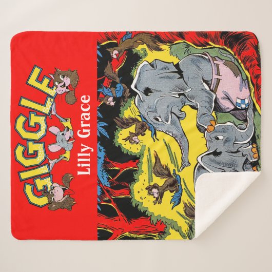 Giggle Animal Elephant Comics Sherpa Deken (Voorkant (horizontaal))