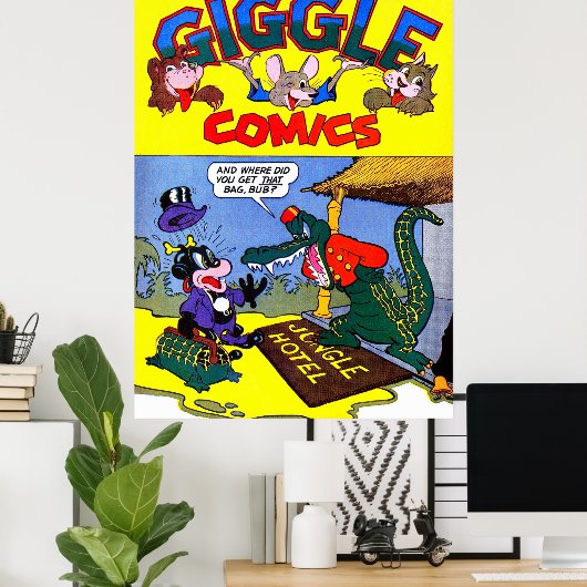 Giggle Crocodile Alligator Animal Comics Poster (Thuiskantoor)