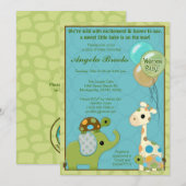 Giggle Gang Baby Shower Invitations Animals Kaart (Voorkant / Achterkant)