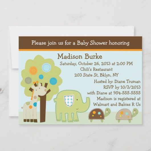 Giggle Gang/Oerwoud Animals Baby shower Kaart (Voorkant)