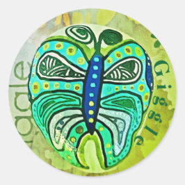 Giggle Green Butterfly fine art sticker