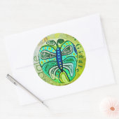Giggle Green Butterfly fine art sticker (Envelop)