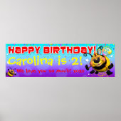 GiggleBellies beeWee Birthday-banner van 40 x 12 i Poster (Voorkant)
