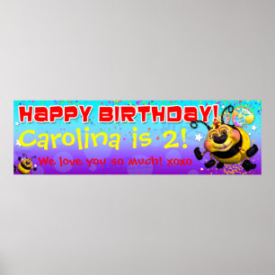 GiggleBellies beeWee Birthday-banner van 40 x 12 i Poster