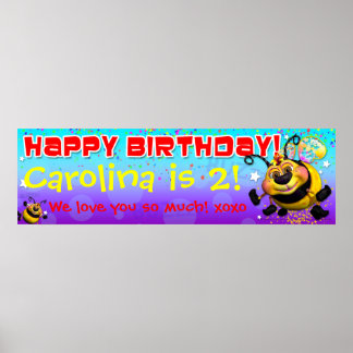 GiggleBellies beeWee Birthday-banner van 40 x 12 i Poster