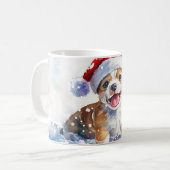 Giggling Puppy Spelen met Santa Hat Koffiemok (Voorkant links)