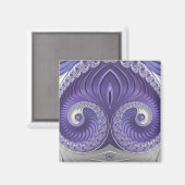 ~ GIGI ~ Abstract patroon ~ Paarse grijs wit ~ Magneet (Voorkant / Achterkant)