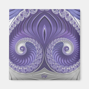 ~ GIGI ~ Abstract patroon ~ Paarse grijs wit ~ Magneet