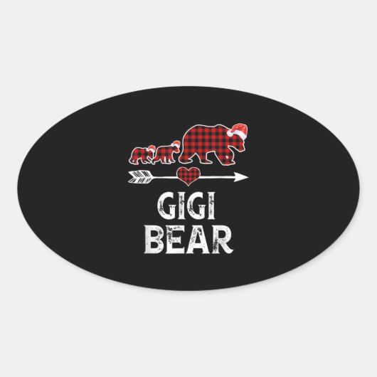 Gigi Beer Kerstmis Pajama Red Pset Buffalo Ovale Sticker (Voorkant)