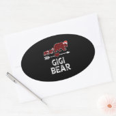 Gigi Beer Kerstmis Pajama Red Pset Buffalo Ovale Sticker (Envelop)