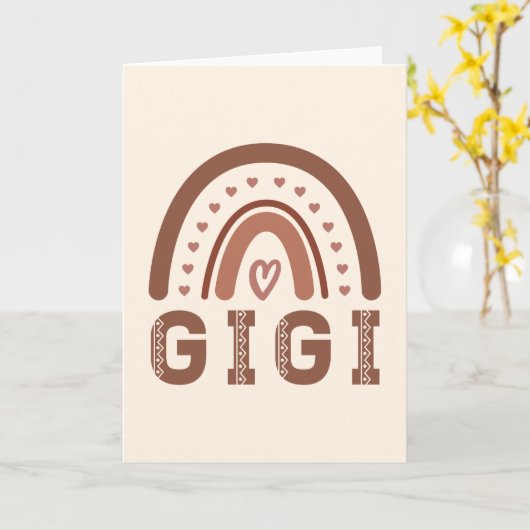 Gigi Boho Rainbow Cute Grandma Gifts Kaart (Gele Bloem)