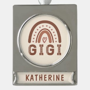 Gigi Boho Rainbow Cute Grandma Gifts Verzilverd Banner Ornament