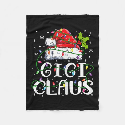 Gigi Claus Kerstman Hoed Matching Familie Xma Fleece Deken (Voorkant)
