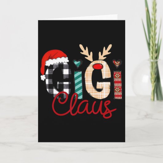 Gigi Claus Rendier Kerstmis Kaart (Voorkant)