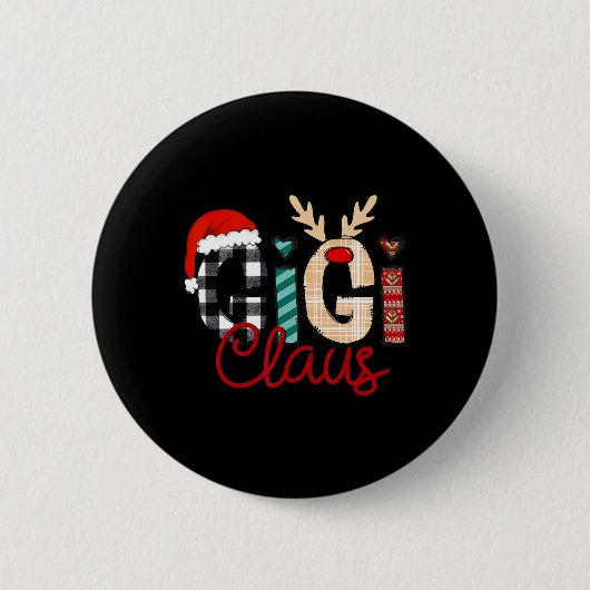Gigi Claus Rendier Kerstmis Ronde Button 5,7 Cm (Voorkant)