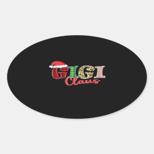 Gigi Claus Santa Hat Funny Xmas Pajama Clothing Ovale Sticker