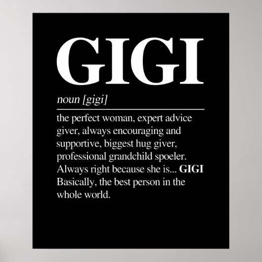 Gigi Definition Grandma Moederdag Gifts Women Poster (Voorkant)