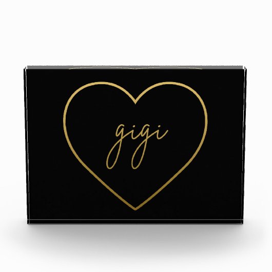 Gigi Elegant Golden Gradient Heart Grandma Gift Fotoblokken (Voorkant)