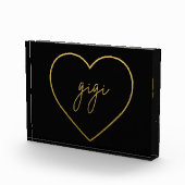 Gigi Elegant Golden Gradient Heart Grandma Gift Fotoblokken (Rechts)